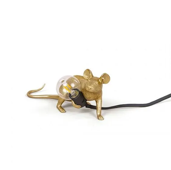 Seletti Mouse Lop Lying Down Table Lamp Gold
