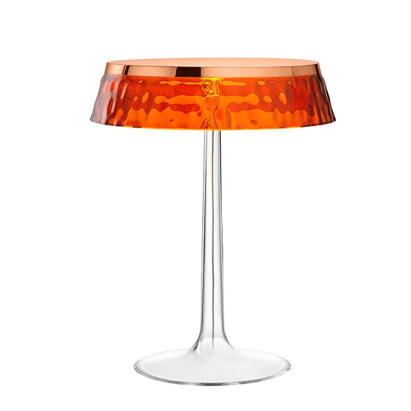 Flos Bon Jour Table Lamp Copper Body and Amber Shade