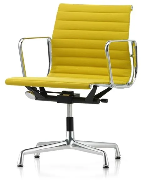 Vitra Aluminium EA 131 Office Chair With Swivel & Armrests Pastel Green/Canola