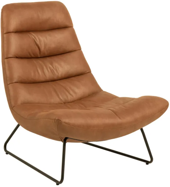 ACT NORDIC Milford lounge chair - cognac fabric and black metal