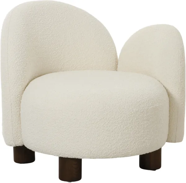 HOUSE NORDIC Honolulu lounge chair, left-facing, round - white bouclé polyester fabric