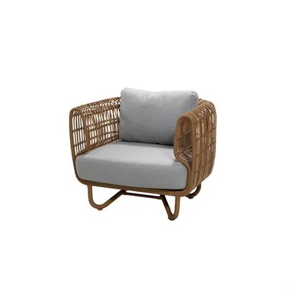 Cane-Line Nest lounge chair - Natural with grey cushion