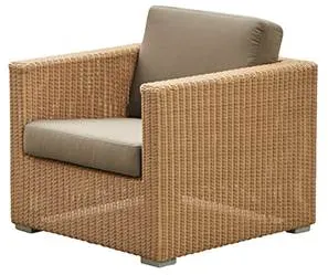Cane-Line Chester lounge chair, Natural, cushion in taupe
