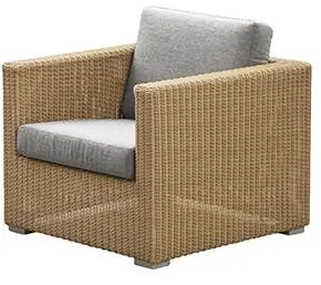 Cane-Line Chester lounge chair, Natural, cushion in light grey
