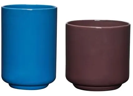 Hübsch Deux Pot Set of 2 Red Brown/Blue