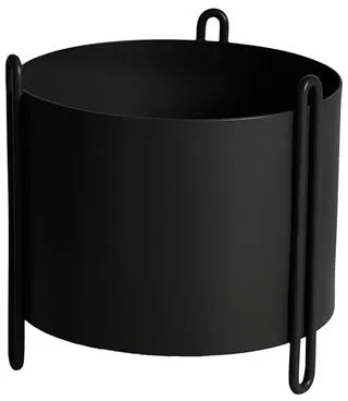 Woud Pidestall Flower Pot Small Black