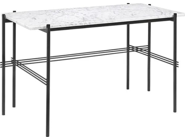 GUBI TS Desk 120 x 60 cm with black frame and white Carrara marble top
