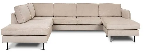 Læsø sofa with chaise longue and open-end - 288 x 210 cm - beige velvet - right-facing