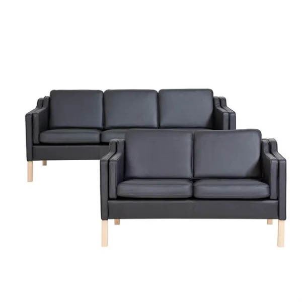 Boston sofa set 2 + 3 pers. - Black leather