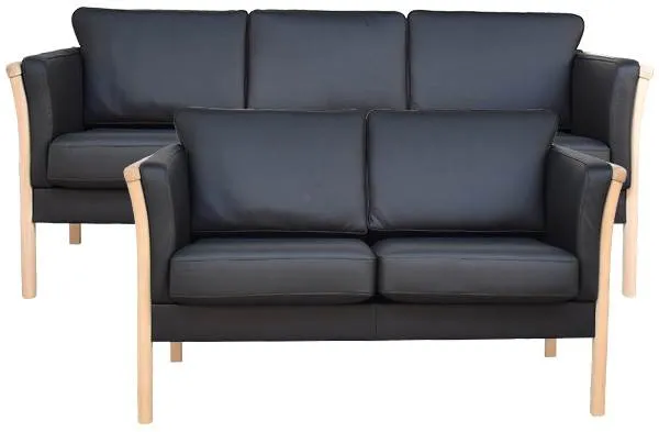 Lene Lux sofa set 3+2 pers. - Black leather - Several variants