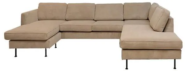 Thy sofa with chaise longue and open-end - 305 x 210 cm - beige velvet - left-facing