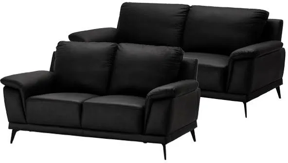 Dortmund sofa set in black leather - 2 + 3 pers.