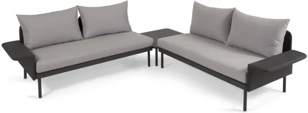 Zaltana, Outdoor sofa set, black, aluminium