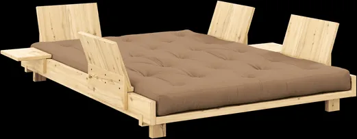 Karup Design Social Sofa Bed with 4 Backrests, Side Tables and Mattress 140x200 Mocca/Transparent Varnish