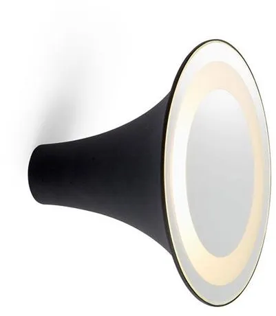 Trizo 21 Sirens Black Wall Lamp + White Frosted Glass + Small Mirror